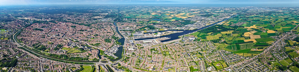 Aerial view of the city of Bruges, Belgium