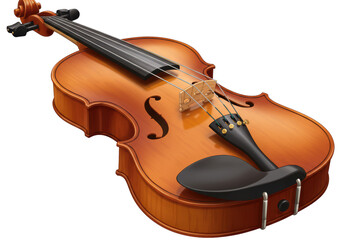 Fototapeta premium Isolated Classic Wooden Violin with Bow Detailed