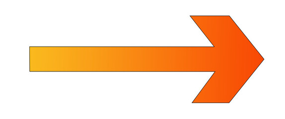 Obraz premium Simple orange-red arrow pointing right on transparent background, symbolizing direction and movement.