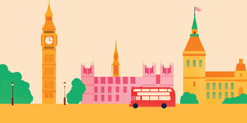 Fototapeta premium An iconic cityscape. the essence of London’s most famous landmarks, a vibrant panorama, the heart of British culture.