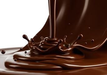 Isolated Pouring Dark Chocolate with Splash Rich and Decadent