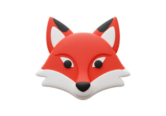 Isolated Red Fox Face Cartoon Style