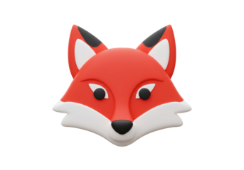 Isolated Red Fox Face Cartoon Style