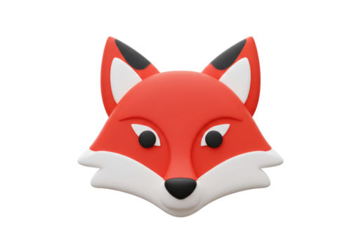 Isolated Red Fox Face Cartoon Style