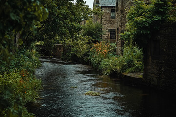 Peaceful River in Edinburgh Old Town