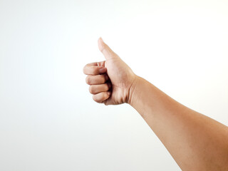 Thumbs Up Hand Gesture Isolated on White Background Symbolizing Approval and Success