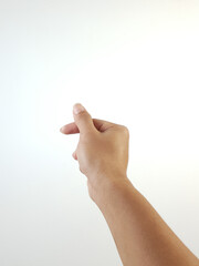 Hand showing finger heart or mini heart gesture with the index finger and thumb come together like...