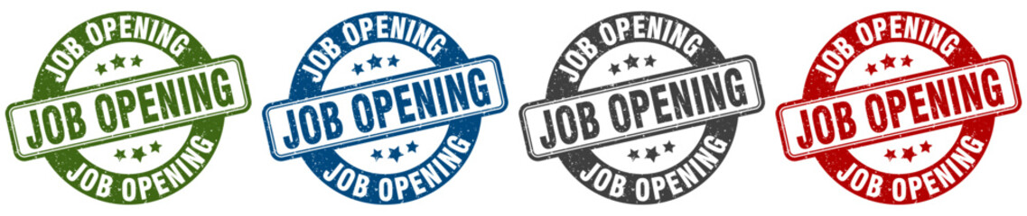 job opening stamp. job opening round stamp set isolated on white background