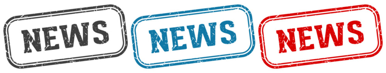 news stamp. news rectangular stamp set isolated on white background