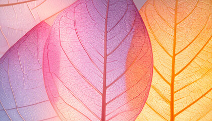 Delicate, translucent leaves in soft pastel colors create a serene and artistic composition.