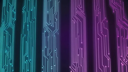 Gradient background with neon circuits, teal to pink, abstract, futuristic data flow concept - Powered by Adobe