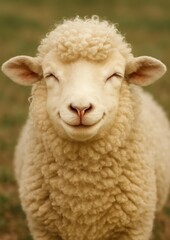 Fototapeta premium Cute smiling sheep portrait