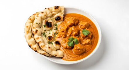 Butter chicken served with fresh naan