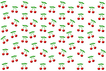 seamless pattern with cherry, leave, floral, plant, fruit isolated on transparent background. Cherry, fruit, food, floral pattern illustration design.