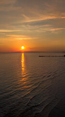 Fototapeta premium Sunset Tyrrhenian Sea, Viareggio, Italy. Landscape View from above.