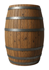 Obraz premium Isolated Wooden Barrel with Metal Hoops Vintage Container 3D Render