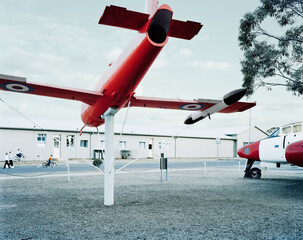 Red RAAF old aircraft on display