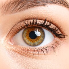 Close-Up of Woman&rsquo;s Eye with Natural Makeup and Long Lashes