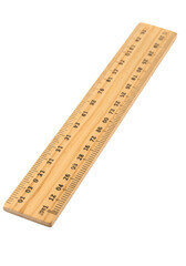 Isolated Wooden Transparent Ruler Measuring Tool for Education School
