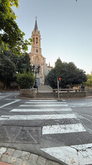 Charming atmosphere of a historic church in Barcelona surrounded by the city landscape