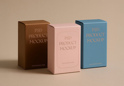 Set of 3 Box Mockups