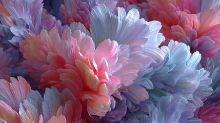 Fototapeta premium Pastel Pink Blue Purple Floral Abstract Background Soft Fluffy Petals Texture