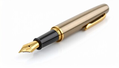 Golden Words: Fountain Pen Elegance on White