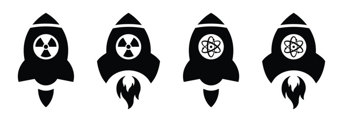 Nuclear missile set icon, vector illustration