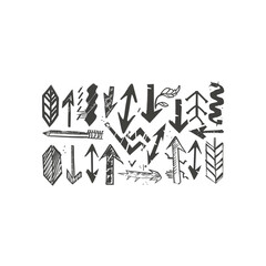 set of hand-drawn arrows, doodle sketch style, PNG vector look,