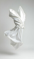 White Fabric Flowing Elegantly Against a Neutral Background