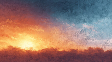 Fototapeta premium Dramatic Sunset Landscape with Orange and Blue Hues