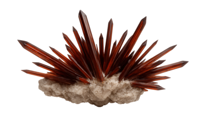 Rutile with slender, needle-like red to brown crystals