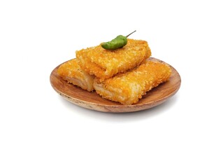 Risoles or Indonesian food made from minced chicken and vegetables and rolled into bread crumbs and fried
