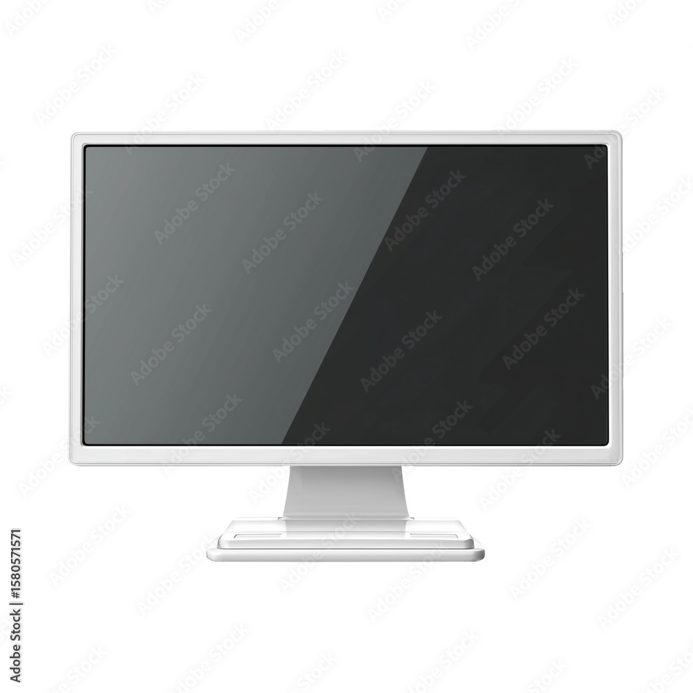 Fototapete modern white computer monitor with a blank dark screen, ideal for technology, office, and digital th