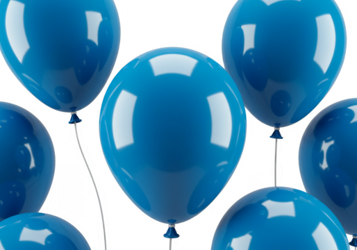Realistic Blue Balloons Party Decoration on Transparent Background