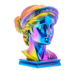 Colorful neon bust of greek goddess with modern pop art style