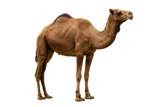 Realistic Image of Brown Dromedary Camel in Transparent Background
