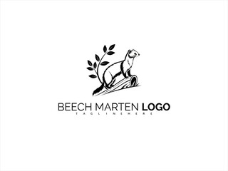 Obraz premium Black and White Beech Marten Logo in Elegant Vector Format. Perfect for Organic Product Brands, Wildlife Organization Identity, and Sustainable Outdoor Merchandise Design.