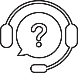 Customer care service and support icon outline style. Headphone for helpline Pictogram. Call center symbol illustration used in support hotline and communication profession design for app and website.