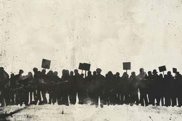 People from different culture and races protest on the street for equal rights of etching people clothing apparel.