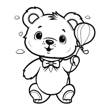 Coloring book for children baby teady bear vector illustration isolated on a white background.