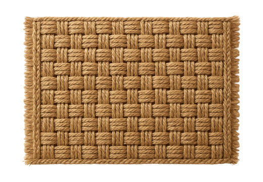 A woven jute bath mat with an earthy tone, perfect for a rustic bathroom in a country house.