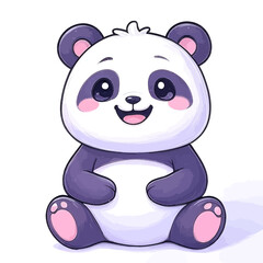 Fototapeta premium Cute Panda Cartoon Character Sticker Pack in Flat Vector Style