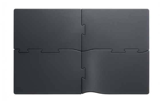 Foldable anti-slip mat with interlocking pieces, suitable for temporary use on a patio.