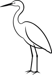 Obraz premium An egret bird line art vector illustration.