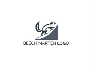 Black and White Vector of Beech Marten on Rock for Logo Design. Ideal for Nature-Inspired Products, Wildlife Identity Projects, and Elegant Branding Solutions.

