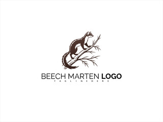 Elegant Wildlife Logo Design Featuring Beech Marten in Black and White. Ideal for Eco Businesses, Conservation Campaigns, and Nature Product Branding.

