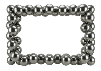 Obraz premium Silver Ball Border Frame Metal Ornaments Design Element Transparent