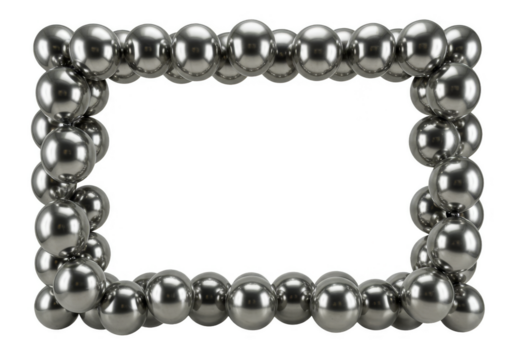 Silver Ball Border Frame Metal Ornaments Design Element Transparent