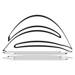 Layered arc shape. Abstract curve hill. Geometric stack form. Vector line contour.